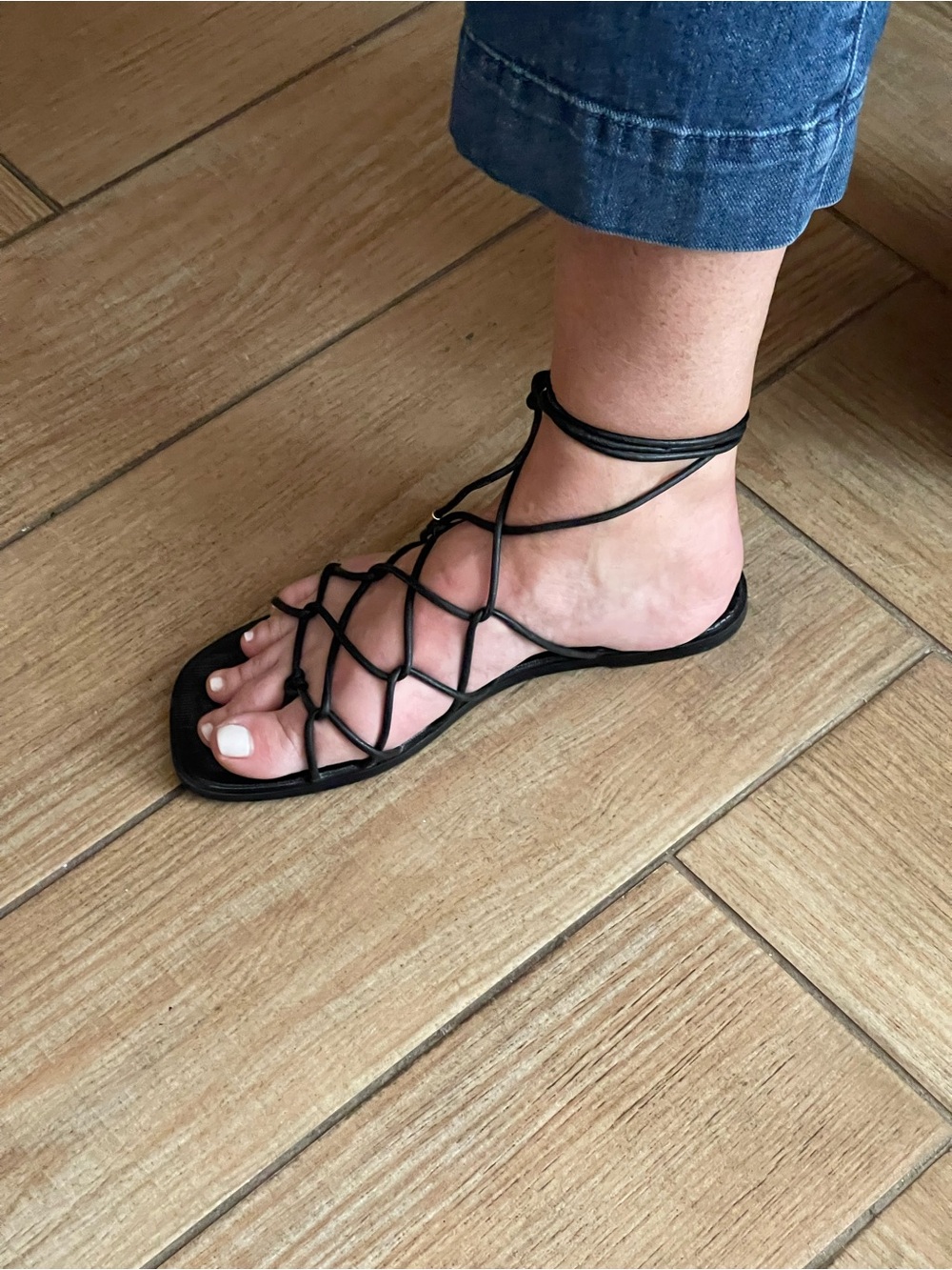 Aldo Black Lace-Up Gladiator Sandals